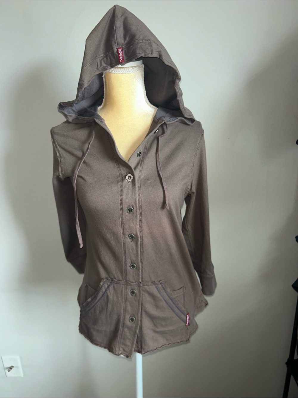 NEW Hard Tail Taupe Knit Hooded Top Utility Jacket Sz M